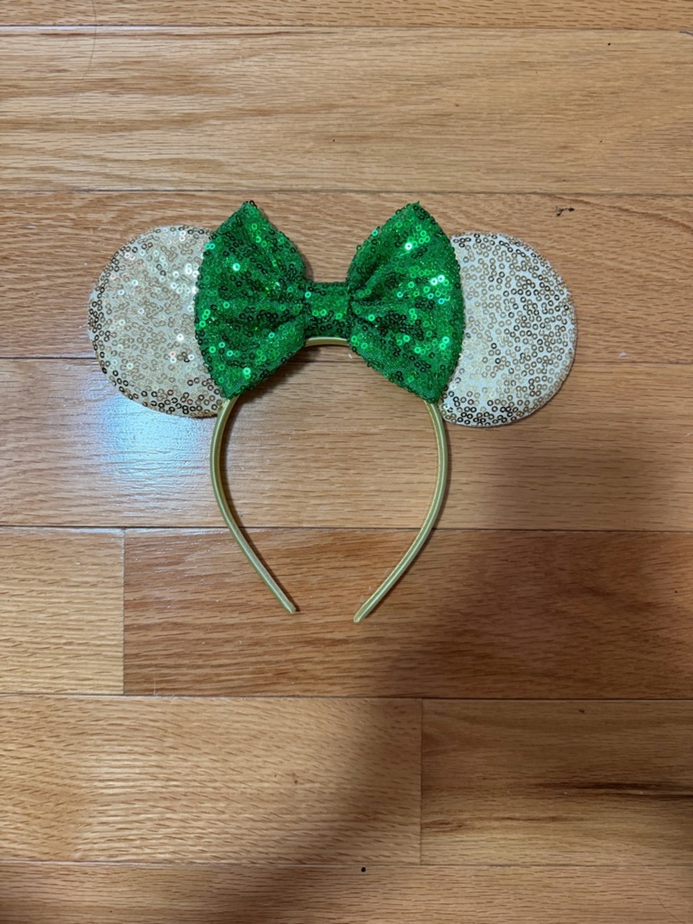 Gold and Green Sequin Disney Mouse Ear Headband